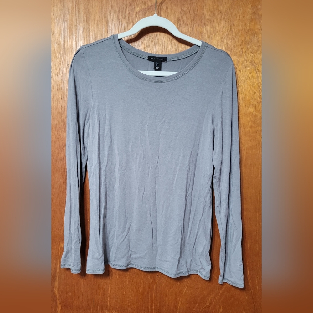 Willi Smith Gray Long Sleeve Women's Top Size Large (0019)
